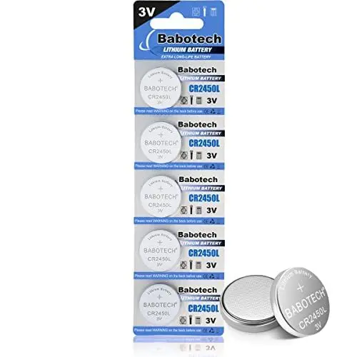 Produktbild: CR2450L Batterie für OOONO 5er Pack u.v.m - CR 2450 3V Knopfzellen auslaufsicher & mit Langer Haltbarkeit - CR 2450L Batterien, Kompatibel mit Knopfzellen CR2450, Batterie 2450, 2450 Batterie