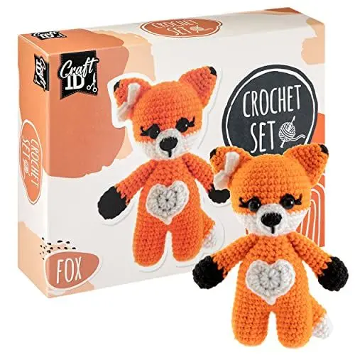 Produktbild: Craft ID Häkelsets für Anfänger | Amigurumi-Set | Fuchs | Starter-Häkelpaket | Häkelnadelset Kinder und Erwachsene | Häkelpakete Kuscheltiere | Häkelset-Tiere