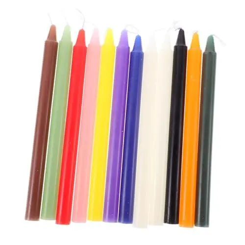 Produktbild: CRAFTHROU 12 Farbige Kerzen Paraffinkerzen Wiederanzündende Kerze Groß Großer Kerzenständer Glockenspielkerze Dekorative Spitzkerzen Lichter LED Kerzen Spitzkerzen Dekorationen