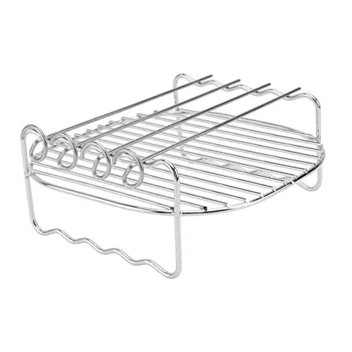 Produktbild: CRAFTHROU 1 Set Edelstahl Grill Dampfgestelle Heißluftfritteuse Gestell Mit Spießen Küchenzubehör Küche Mehrzweck Gestell Kühlgestelle Doppelschichtiges Grillgestell Ersatz