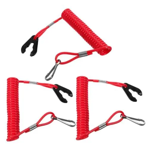 Produktbild: CRAFTHROU 3 Stück Außenbordmotor Rotes Seil Motor Lanyard Sicherheitsschnur Boot Notfallschnur Boot Notfallbedarf Geschirr Sicherheitsschnur Sicherheitsschnur Für