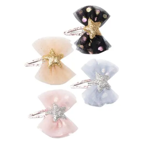 Produktbild: CRAFTHROU 4 Stück haarspangen haarspange haarklammer set Haarspangen für haarspangen set Mädchen Haarschmuck Clips Kinderaccessoires für Mädchen Bogen Gittergewebe