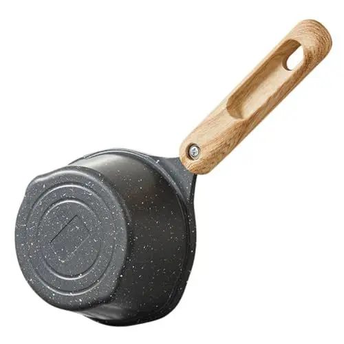Produktbild: CRAFTHROU Topf Bratpfanne Töpfe Und Pfannen Kochen Kleine Pfanne Mit Deckel Kocher Ofen Nicht Soße Auslauf Der Milchpfanne Wok Kochpfanne Öl in Eine Kleine Pfanne Gießen Hölzern Black