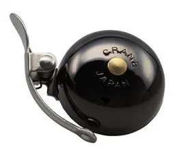 Produktbild: CRANE Bell Co. Fahrradklingel Mini Suzu with Steel Band Mount Messing, Neo Black, 45mm, CR-MSZSB-NBK