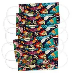 Produktbild: CRAZE 5er Set bunte Mundmaske für Erwachsene Einwegmaske Space Motiv Gesichtsmaske 3-lagig Maske Gesicht und Nase 31926