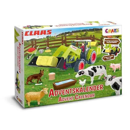 Produktbild: CRAZE Adventskalender Kinder CLAAS Spielzeug Adventskalender mit Bauernhof Figuren und Traktor, 24 Überraschungen, Adventskalender Kinder