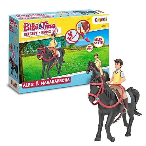 Produktbild: CRAZE BIBI UND Tina Figuren Spielset, reitender Alex & Pferd MAHARADSCHA, Martinshof Kinder Spielzeug mit Zubehör Pferde Spielzeug Mädchen & Jungen Bauernhof Spielzeug 39076