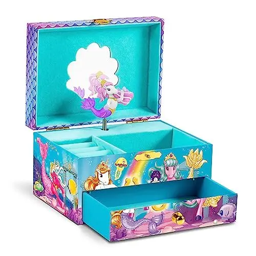 Produktbild: CRAZE Music Box Galupy Mermaid | Spieluhr mit Melodie, Mädchen Schmuckkästchen mit Meerjungfrau-Grafik, Schublade & Spiegel