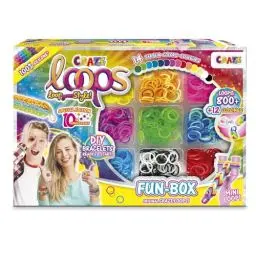 Produktbild: CRAZE loops FUN BOX - Loom Bänder Set mit 800 Gummibänder, Verschlüsse und Helfer - Halsketten, Ringe und Armbänder selber machen, Farbenmix