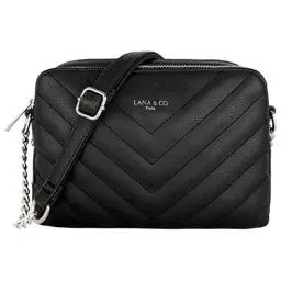 Produktbild: CRAZYCHIC - Damen Gesteppte Umhängetasche - Kleine Handtasche Kette Schultertasche - Frau Steppmuster PU Leder Tasche - Rechteckige Viele Fächern Crossbody Bag Clutch Kettentasche Handy Party Schwarz