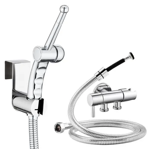 Produktbild: CREA Bidet Handbrause Set für WC, für Toilette, mit Handbrause mit 1.2M Flexiblem Schlauch und Halterung, mit Ventil,Hygiene Windel Dusche Tierbad, Chrom