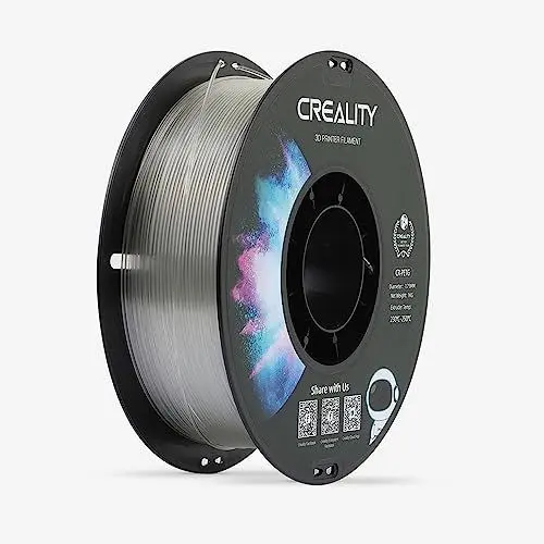 Produktbild: Creality CR-PETG 3D-Druckfilament 1,75 mm, Ausgezeichnete Zähigkeit, Hohe Präzision, Geruchlos, Ungiftig, Feuchtigkeitsbeständig, 1 kg (2,2 lbs), Glänzendes PETG-Filament für 3D-Drucker(Transparent)