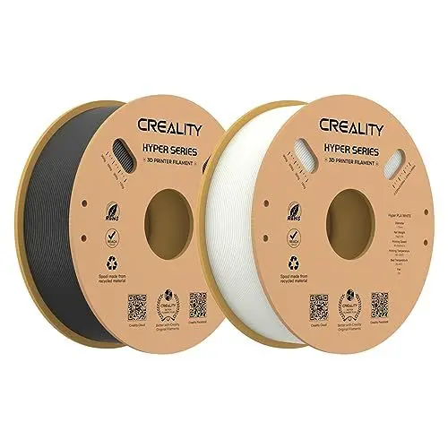 Produktbild: Creality Hyper PLA Filament Bundle 1.75mm 2KG für 3D Drucker, 3D Drucker Filament PLA Entwickelt für hohe Geschwindigkeit 30-600mm/s, Maßgenauigkeit ± 0.03 mm (Schwarz & Weiß 2-Pack)