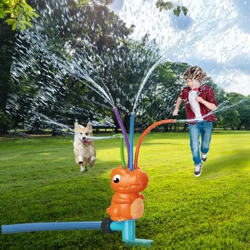 Produktbild: Wasserspielzeug Kinder Outdoor Spielzeug,Hinterhof Dinosaurier mit 4 Wackelrohren Sprinkler Spielzeug,Rasensprenger Kinderspielzeug Wasserspiel Outdoor Spiele for 3 5 6 8 Jahre Junge und Mädchen
