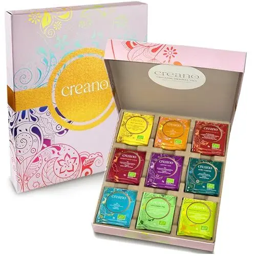 Produktbild: Creano Bio Kräutertee Geschenkset „ORGANIC HERBAL TEA“ - 45 Bio-Teebeutel in 9 unterschiedlichen Sorten - 90g - NEUHEIT 2022*