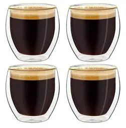 Produktbild: Creano doppelwandige Espresso-Gläser, 4er-Set 100ml Thermo-Gläser mit Schwebe-Effekt