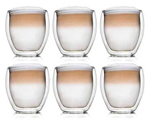 Produktbild: Creano doppelwandige Gläser 400ml „DG-Bauchig“, 6er Set, großes Thermoglas doppelwandig aus Borosilikatglas, Kaffeegläser, Teegläser, Latte Gläser, Doppelwandgläser