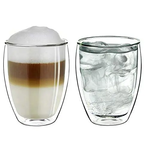 Produktbild: Creano doppelwandiges XXL Thermoglas 400ml, Extra großes hitzebeständiges Doppelwandglas aus Borosilikatglas, Kaffee, Tee, Latte Macchiato Gläser, 2er Set