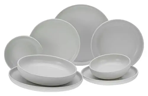 Produktbild: CreaTable, 10873, Serie Uno Offwhite, 8-teiliges Geschirrset, Teller Set aus Steinzeug, spülmaschinen- und mikrowellengeeignet, Made in Portugal