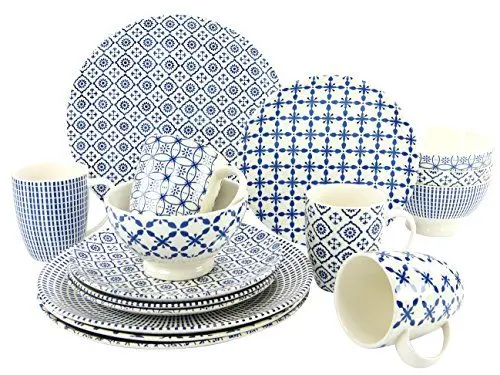 Produktbild: CreaTable, 19972, Serie Levante blau, Geschirrset 16 teilig Kombiservice, Stein, Mehrfarbig, 30 x 30 x 29 cm, Einheiten
