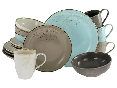 Produktbild: CreaTable, 19984, Serie Nature Collection, 16-teiliges Geschirrset, Kombiservice aus Steinzeug, spülmaschinen- und mikrowellengeeignet, Qualitätsproduktion