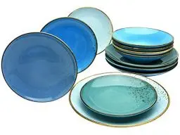 Produktbild: CreaTable, 20966, Serie NATURE COLLECTION AQUA, 12-teiliges Geschirrset, Teller Set aus Steinzeug, spülmaschinen- und mikrowellengeeignet, Qualitätsproduktion