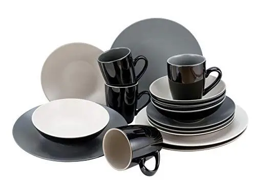 Produktbild: CreaTable, 22457, Serie Very COOL, 16-teiliges Geschirrset, Kombiservice aus Steinzeug, spülmaschinen- und mikrowellengeeignet, Qualitätsproduktion