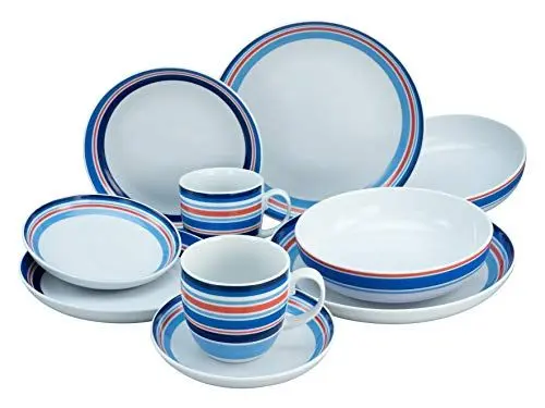 Produktbild: CreaTable, 22901, Serie Allround - COAST LINE, 10-teiliges Geschirrset, Kombiservice aus Porzellan, spülmaschinen- und mikrowellengeeignet, Made in Europe