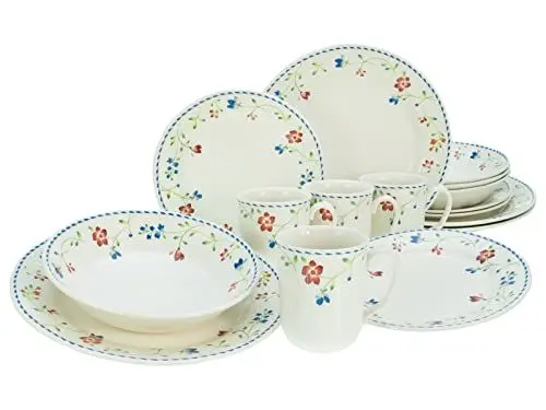 Produktbild: CreaTable, 22910, Serie FRIDA, 16-teiliges Geschirrset, Kombiservice aus Steingut, spülmaschinen- und mikrowellengeeignet, Qualitätsproduktion