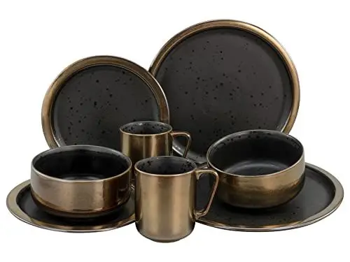 Produktbild: CreaTable, 23593, Serie MODERN INDUSTRIAL, schwarz, 8-teiliges Geschirrset, Kombiservice aus Steinzeug, spülmaschinen- und mikrowellengeeignet, Qualitätsproduktion
