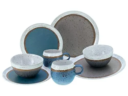 Produktbild: CreaTable, 23677, Serie Fjord, 8-teiliges Geschirrset, Kombiservice aus Steinzeug, spülmaschinen- und mikrowellengeeignet, Made in Portugal