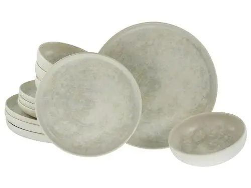 Produktbild: CreaTable, 23714, Serie Uno Athena, 12-teiliges Geschirrset für 4 Personen, Teller Set aus Steinzeug, spülmaschinen- und mikrowellengeeignet, Made in Portugal
