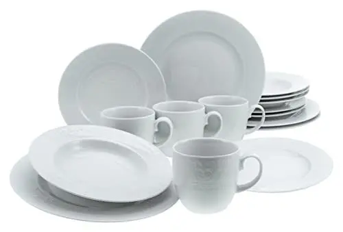 Produktbild: CreaTable, 23821, Serie Classico Weiss, 16-teiliges Geschirrset, Kombiservice aus Porzellan, spülmaschinen- und mikrowellengeeignet, Made in Europe