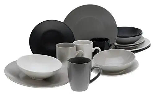 Produktbild: CreaTable, 25831, Serie Manhattan, 16-teiliges Geschirrset, Kombiservice aus Steinzeug, spülmaschinen- und mikrowellengeeignet, Qualitätsproduktion