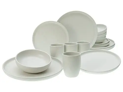 Produktbild: CreaTable, 33066, Serie Uno offwhite, 16-teiliges Geschirrset, Kombiservice aus Steinzeug, spülmaschinen- und mikrowellengeeignet, Made in Portugal