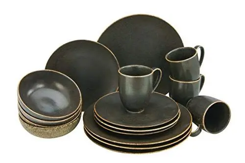 Produktbild: Creatable, 22407, Serie RUSTY, Geschirrset, Kombiservice 16 teilig, Porzellan, Brauntöne