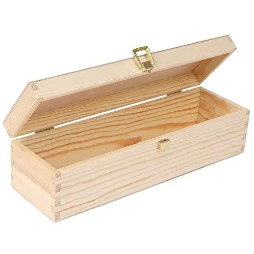 Produktbild: Creative Deco Weinkiste Holzkiste | Wein-box für 1 Flasche mit Deckel und Verschluss | 36 x 11 x 9,8 cm | Perfekt für Decoupage, Lagerung, Dekoration oder als Geschenk | aus Natürliches Kiefern-Holz