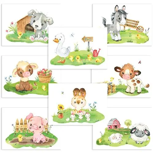 Produktbild: CreativeRobin Süßes Farmtier Poster-Set als Kinderzimmer Deko