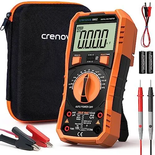 Produktbild: Crenova Digital multimeter, TRMS Voltmeter Ammeter Auto-Range 6000 Zähler Ohmmeter, misst Spannung Kapazität Temp Wiederstand mit Large LCD-Anzeige und Hintergrundlicht, for Automotive, Elektrike