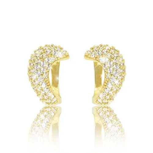 Produktbild: Glamouröse Creolen GLAMOUR aus 925er Silber mit 18 kt Vergoldung vergoldet – Elegante Ohrringe, Kreolen – Hochwertiger Schmuck für Damen – Perfekt für besondere Anlässe – Zeitloses Design