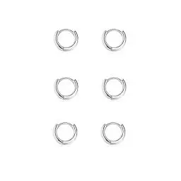 Produktbild: Creolen Silber 925 Klein Ohrringe Set für Damen Mädchen, 3 Paar Helix Piercings Silber Ohrringe für Damen Herren Ohrringe Nase Lippenringe 6mm