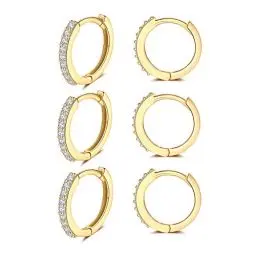 Produktbild: Creolen Silber 925 Ohrringe- 3 Paar Hypoallergen Klein Huggies Creolen Silber Damen Sterling Silber Pfosten Ohrringe Set Schmuck Geschenke für Weinachten Damen Herren Geschenke (8mm*3)