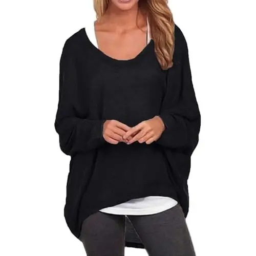Produktbild: CreoQIJI Damenoberteil Edel 2024 Graphic Women's Sweatshirts Womens Oversized Button Sweatshirt Womens Sweaters Oversized Shirt Spitze (Black, XL)