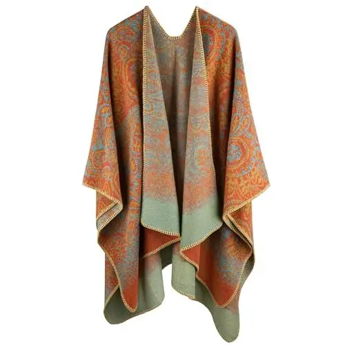 Produktbild: Crertos Poncho Damen Winter, Warm Cape Damen, Strick Poncho Herbst Schal Wrap, Winddichte Mantel Poncho Decke Open Front Cardigan Coat für Frau Mädch Festliche Geschenke