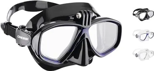Produktbild: CRESSI Action Mask Black/Blue - Unisex Tauchmaske Reduziertem Volumen und Action-Cam-Halterung, Schwarz/Blau, Einheitsgröße