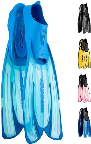Produktbild: Cressi Agua - Unisex Premium Flossen Self Adjusting zum Tauchen, Apnoe, Schnorcheln und Schwimmen, Blau (Aquamarin), 31/32