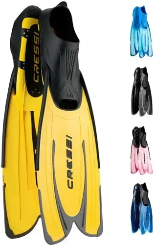Produktbild: Cressi Agua - Unisex Premium Flossen Self Adjusting zum Tauchen, Apnoe, Schnorcheln und Schwimmen, Gelb (Gelb/Silber), 43/44