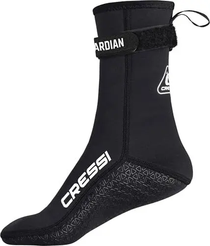 Produktbild: CRESSI Guardian High Neoprene Socks 2mm XS - 2mm Neopren High Top Socken mit Klettverschluss, ideal für alle Wassersportbegeisterten, Schwarz, XS, Unisex
