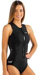 Produktbild: CRESSI Termico Lady Swimsuit 2 mm - Damen Schwimmanzug Ärmellos, aus Stark Dehnbarem 2mm Ultraspan Double Lined Neoprene, Schwarz/Logo AquamarinS/2
