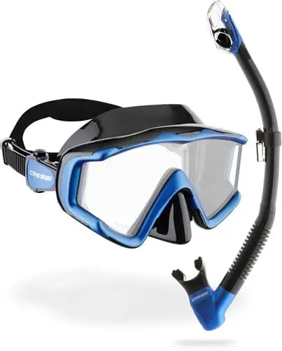 Produktbild: CRESSI Liberty Triside & Epsilon Dry Black/Sapphire - Liberty Triside Maske und Epsilon Dry Schnorchel Set Combo zum Schnorcheln und Tauchen, Schwarz/Saphir, Einheitsgröße, Unisex